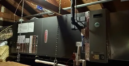 Lennox high-efficiency furnace in residential basement