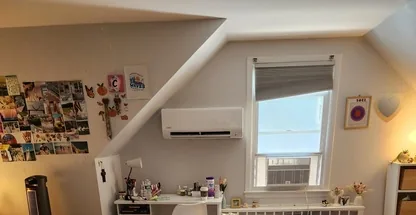 Ceiling cassette mini-split unit installed in Long Island home