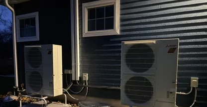 Mitsubishi multi-zone outdoor condenser at Long Island residence