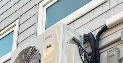 Mini-split condenser unit serviced at Long Island home