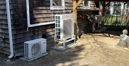 Mini-split condenser maintained by NATE Certified technician on Long Island