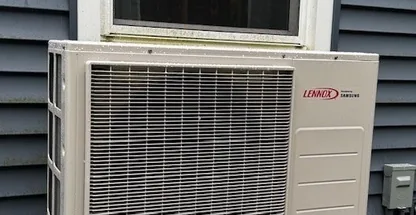 Ductless outdoor unit with clean line cover installation